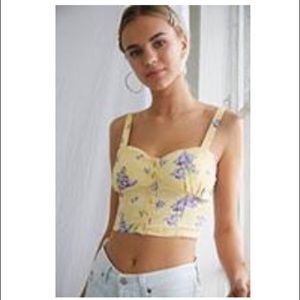 Yellow and Purple Flowered Crop Top